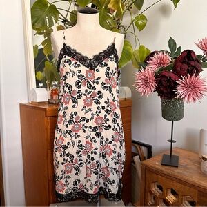 Y2K Express Lace-Trim Satin Slip Dress - Black & Coral